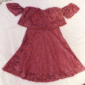 pink off-the-shoulder dress